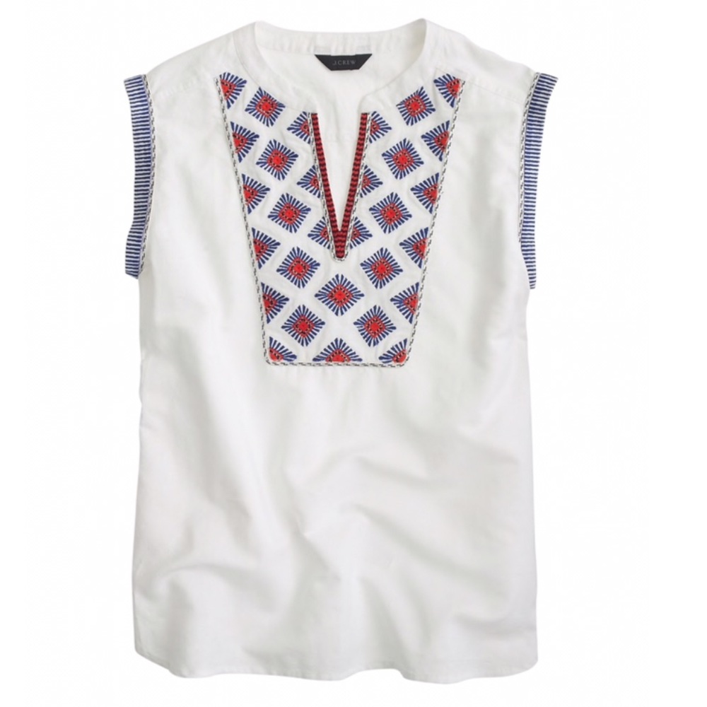 J. CREW | Linen Embroidered Tank